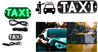 Φωτιζόμενο Σήμα Ταξί 12v Πράσινο χρώμα