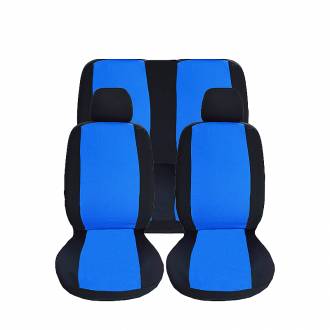 Καλύμματα Καθισμάτων Υφασμάτινα Smart Style Μαύρο-Μπλε Σετ Εμπρός-Πίσω 8τμχ