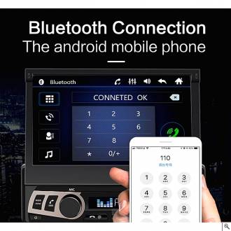 Αναδιπλούμενη Οθόνη Αφής 7 inch TFT Αυτοκινήτου Bluetooth 1 DIN - Ηχοσύστημα MP4, MP3, USB, SD, AUX, MIC, TV Κάμερα Parking & Subwoofer Out