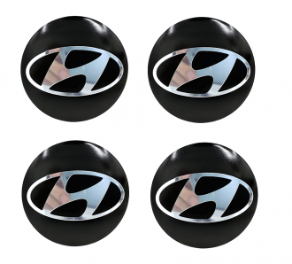 Αυτοκόλλητα Ζάντας Hyundai 57mm - σετ 4τμχ Μαύρα