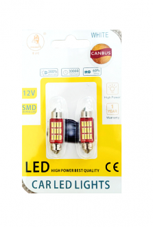 LED Ψείρες Αυτοκινήτου Σωληνωτές CANBUS 36mm 12led - σετ 2τμχ