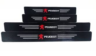 Προστατευτικά Αυτοκόλλητα για το Σκαλοπάτι Πόρτας Πάνινα Carbon Peugeot - Σετ 4τμχ