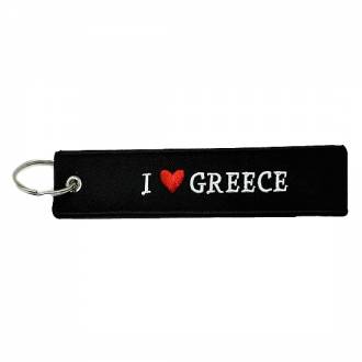 Υφασμάτινο Κεντητό Μπρελόκ I Love Greece