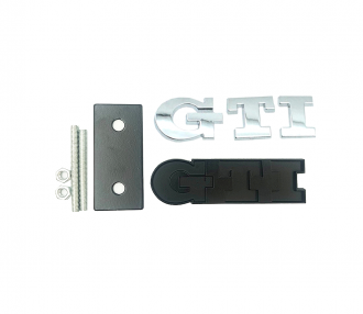 Σήμα "GTI" Αυτοκόλλητο Και Βιδωτό Ασημί 8,5x2.5cm