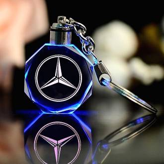 Φωτιζόμενο Μπρελόκ 3D σε Σχήμα Κρυστάλλου - Mercedes